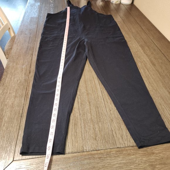 Quince Organic Cotton Maternity Overalls NWT Black Med - Picture 2 of 6